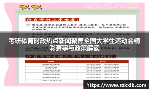 考研体育时政热点新闻聚焦全国大学生运动会精彩赛事与政策解读